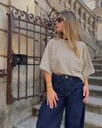Tee-shirt rayures marron/crème - ALBA