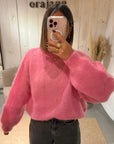 Pull mohair Lisa rose bonbon