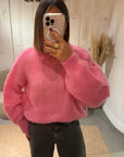 Pull mohair Lisa rose bonbon