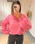 Pull mohair Lisa rose bonbon