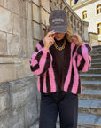 Gilet à rayures marron et rose - COFFEE