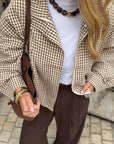 Veste fluide à carreaux marron - AYA