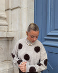 Pull beige à pois - HAPPY