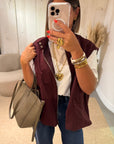 Gilet sans manches Deva façon bombers Bordeaux