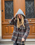 Blazer capuche à carreaux - LÉO