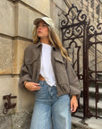 Veste bombers beige/marron - Billy