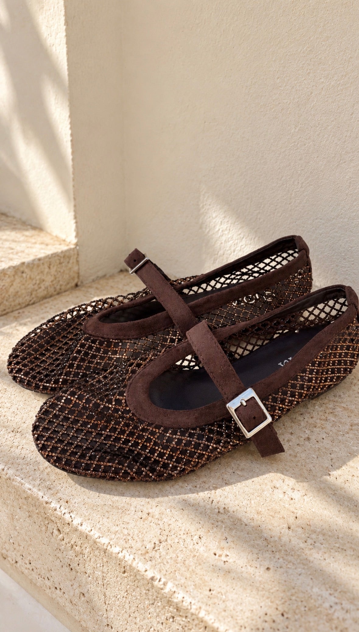 Ballerines marron à strass - LAURINE