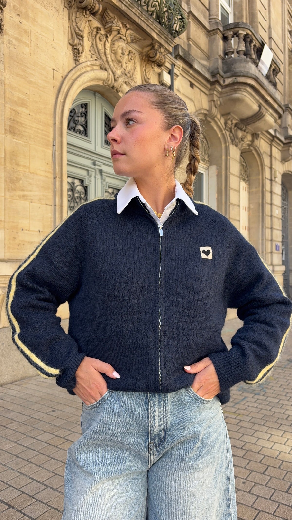 Pull gilet bleu marine - AMOUR