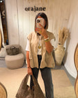 Gilet sans manches Deva façon bombers Beige
