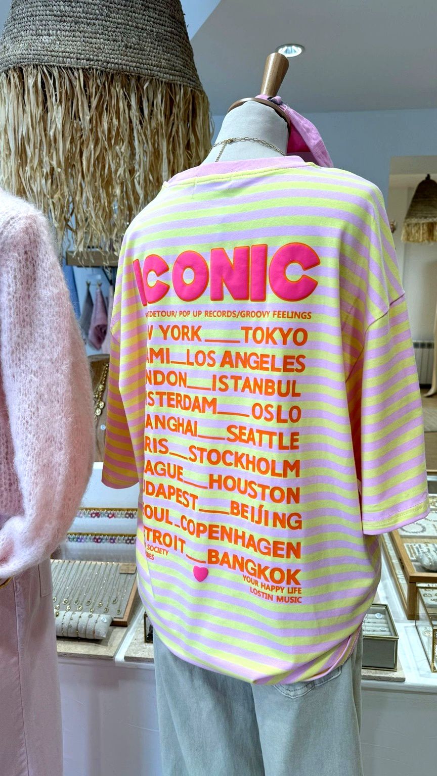 Tee-shirt Iconic Rayures Jaune