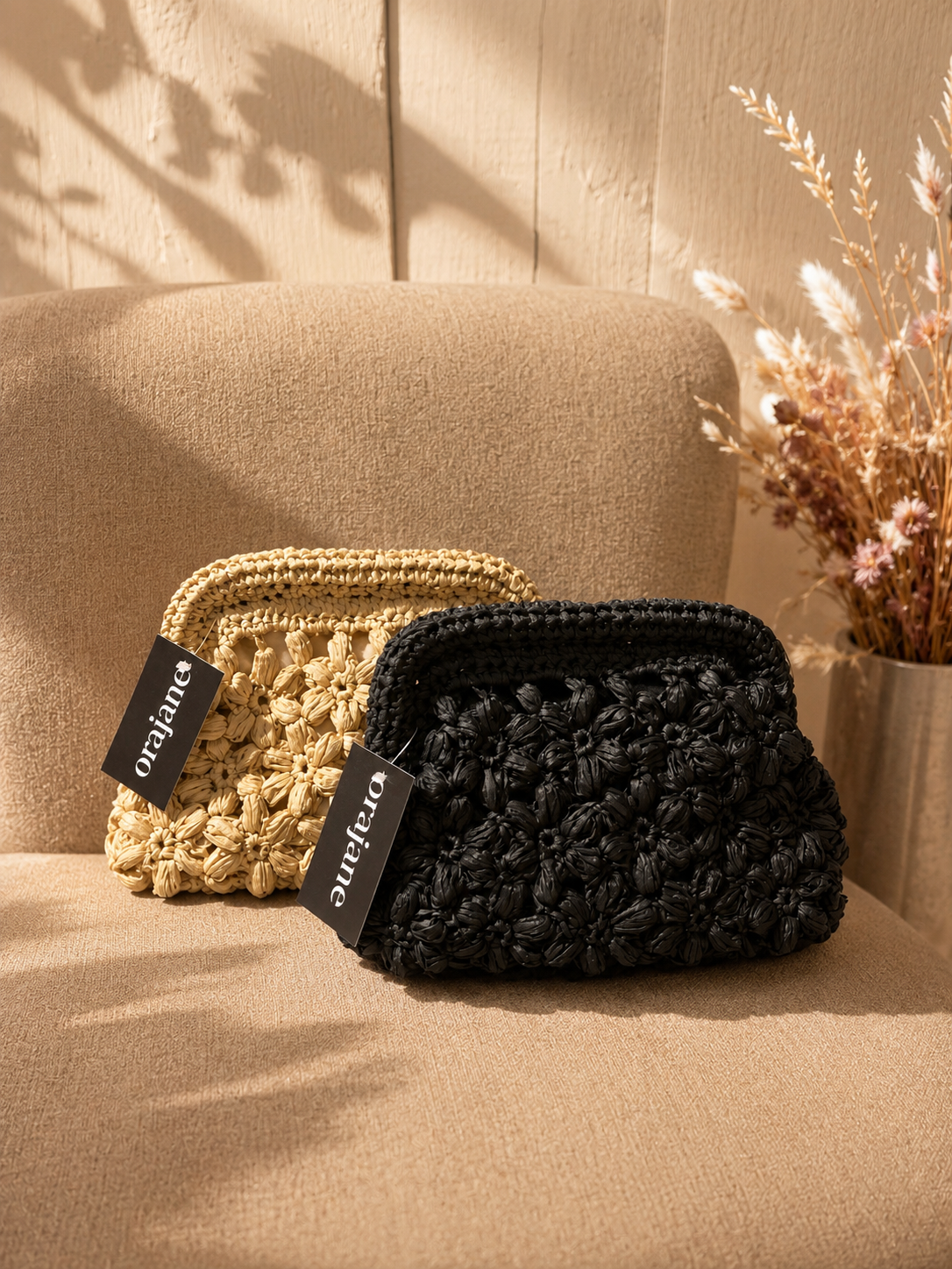 Pochette Pâquerettes Raphia - Andrea