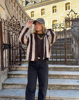 Gilet à rayures beige et marron - COFFEE