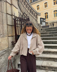 Veste fluide à carreaux marron - AYA