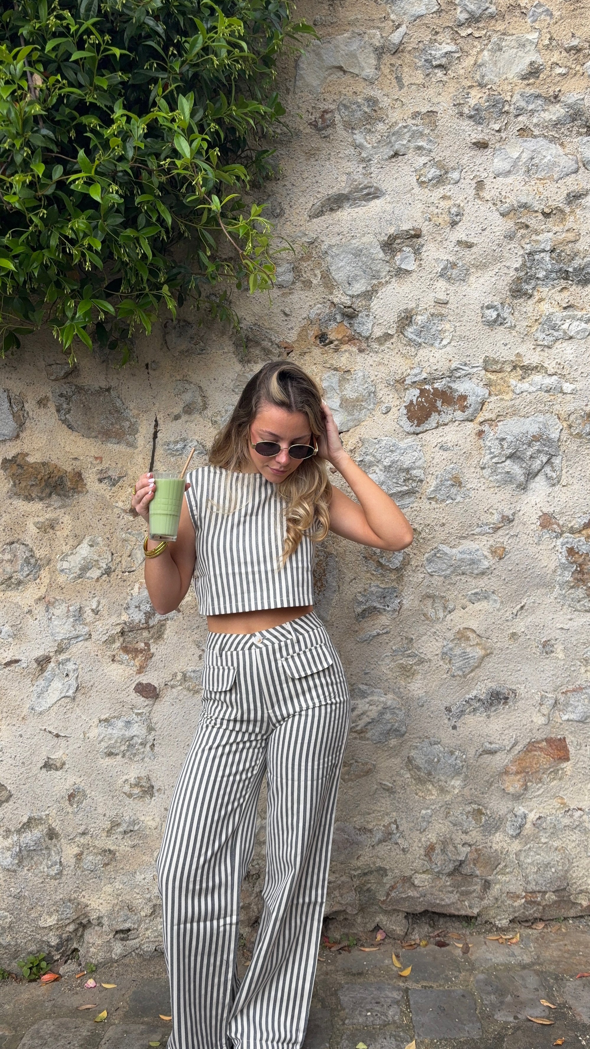 Top Rayé Gris - Nela
