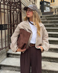 Veste fluide à carreaux marron - AYA