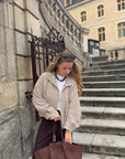 Veste fluide à carreaux marron - AYA