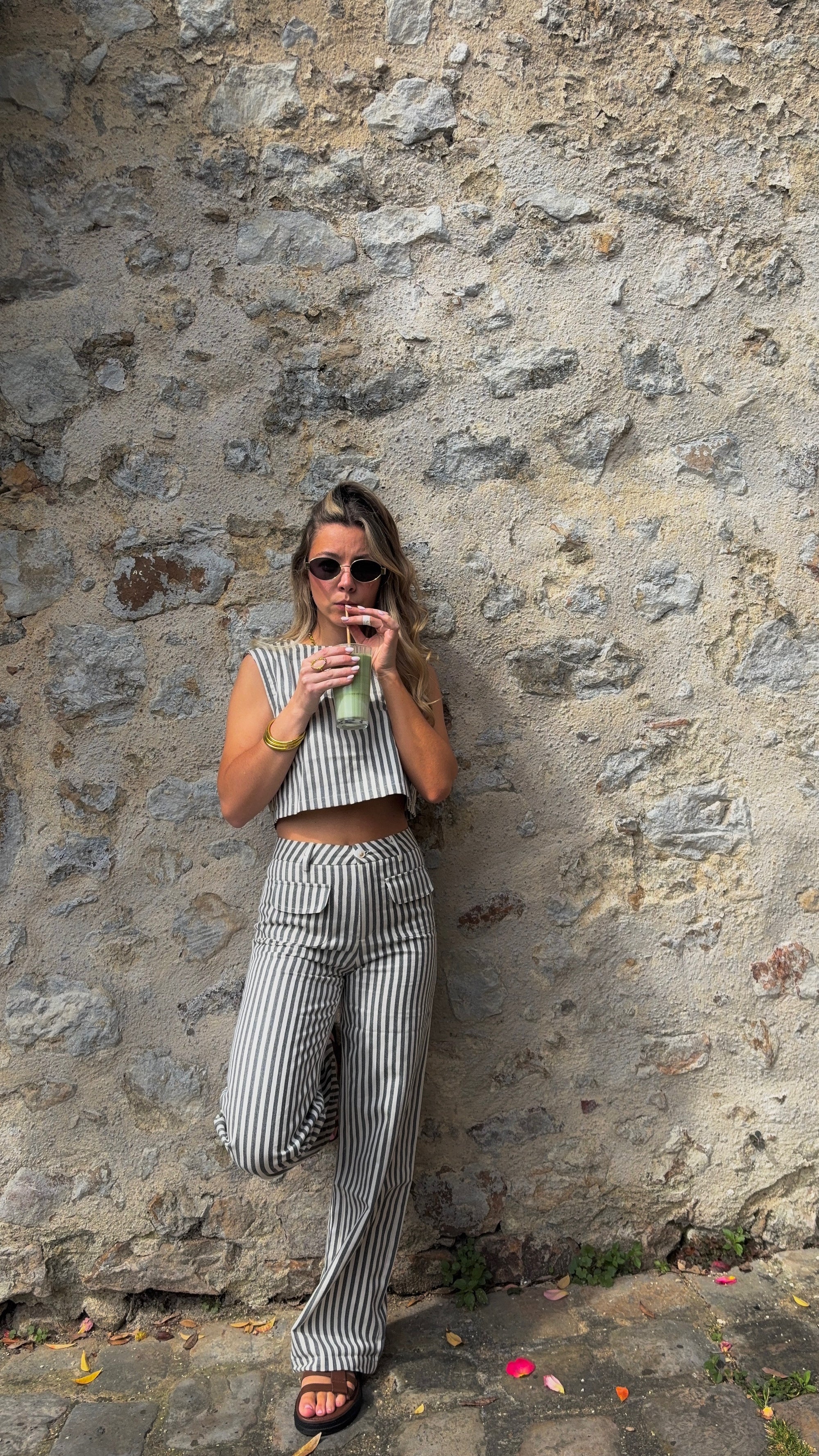 Pantalon Rayé Gris - Nela