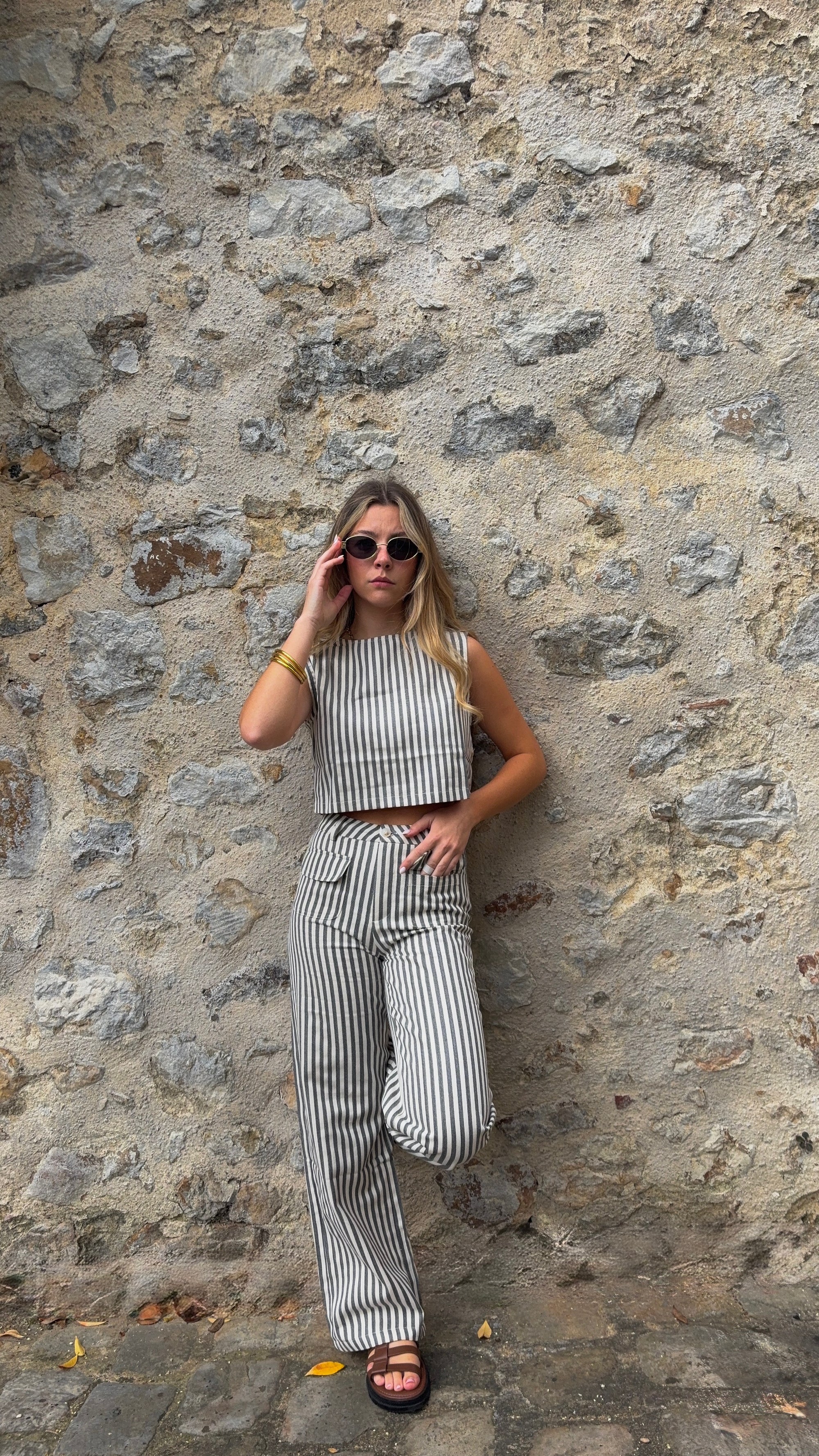 Top Rayé Gris - Nela