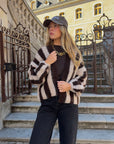 Gilet à rayures beige et marron - COFFEE