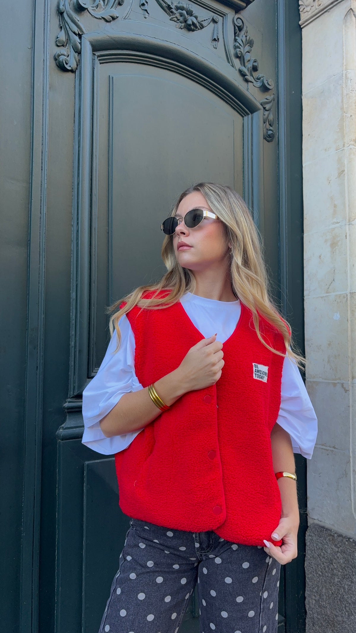 Veste sans manches Rouge - LAURA
