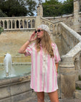Combi Short Rayé Rose - Louise