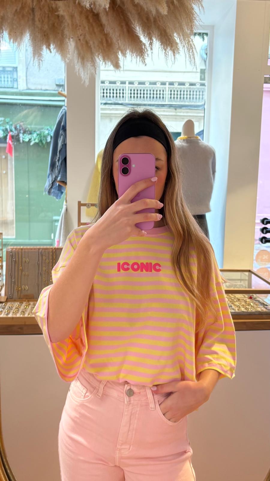 Tee-shirt Iconic Rayures Jaune
