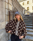 Veste polaire marron à pois - LOUANE