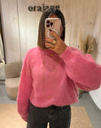 Pull mohair Lisa rose bonbon
