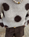 Pull beige à pois -  HAPPY