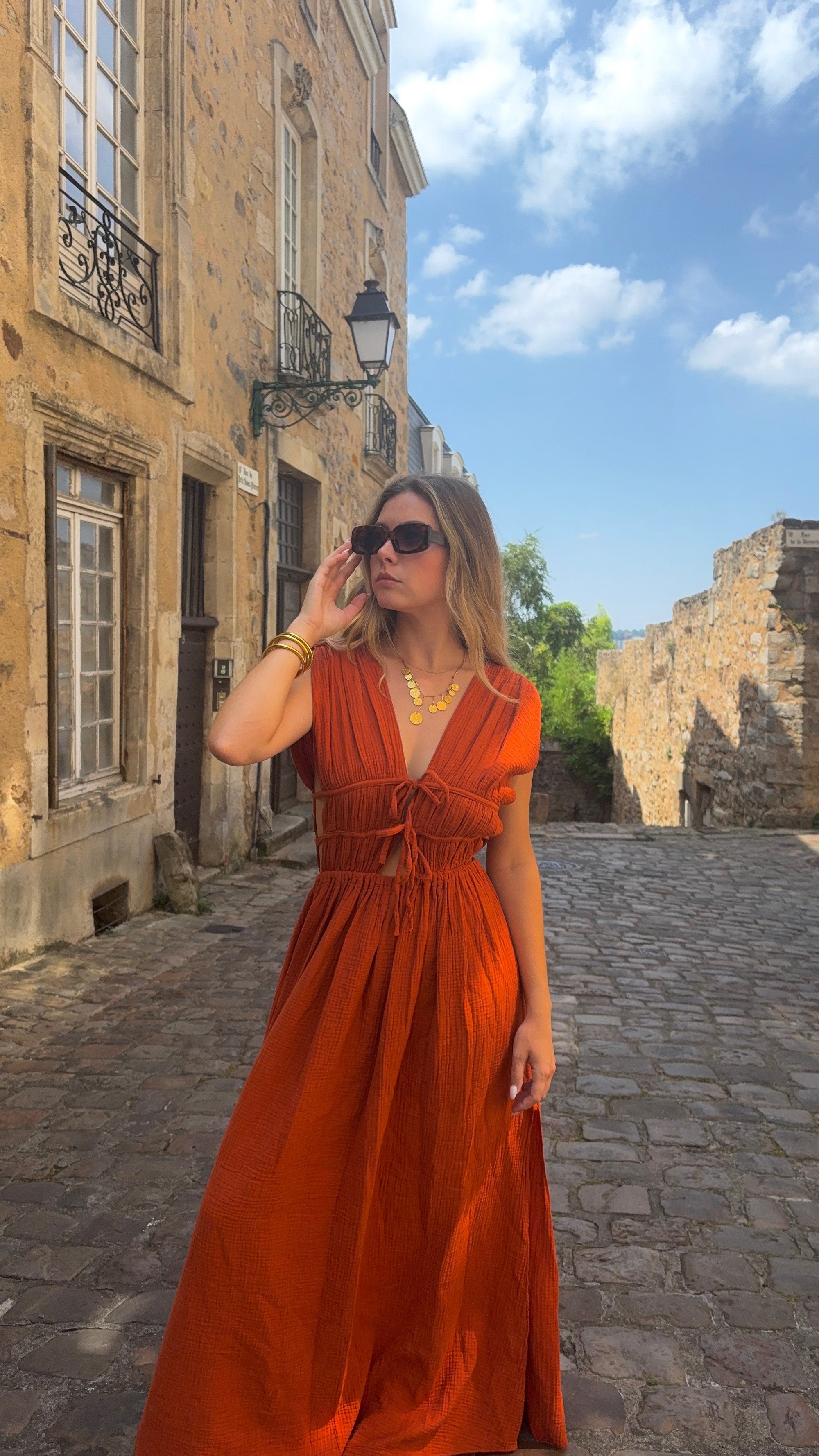 Robe Longue Brique - Inès