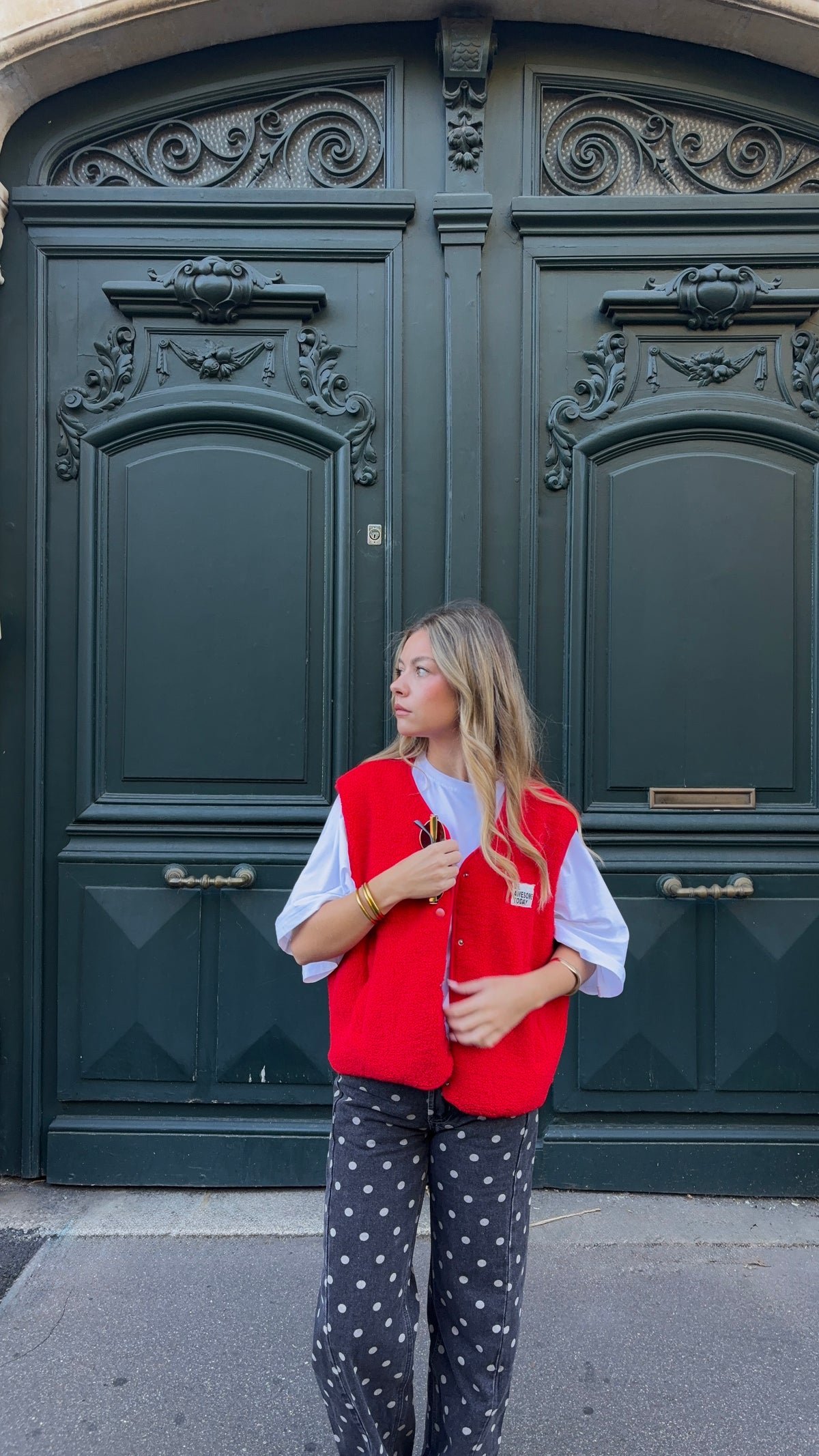 Veste sans manches Rouge - LAURA