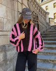 Gilet à rayures marron et rose - COFFEE