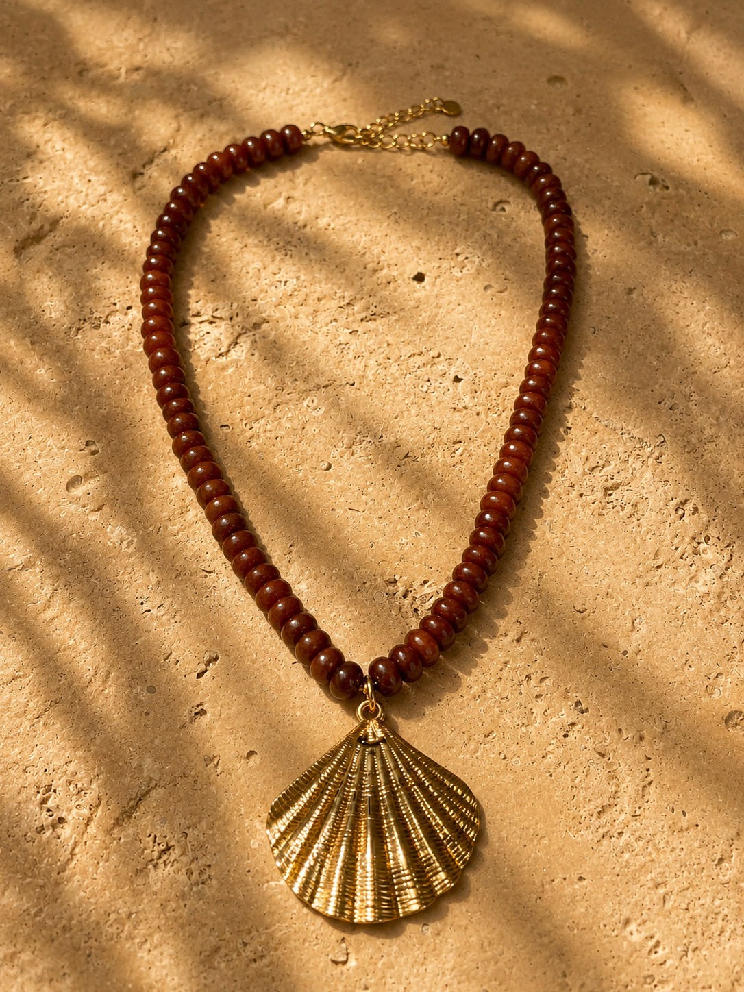 Collier Coquillage Marron - Ambre