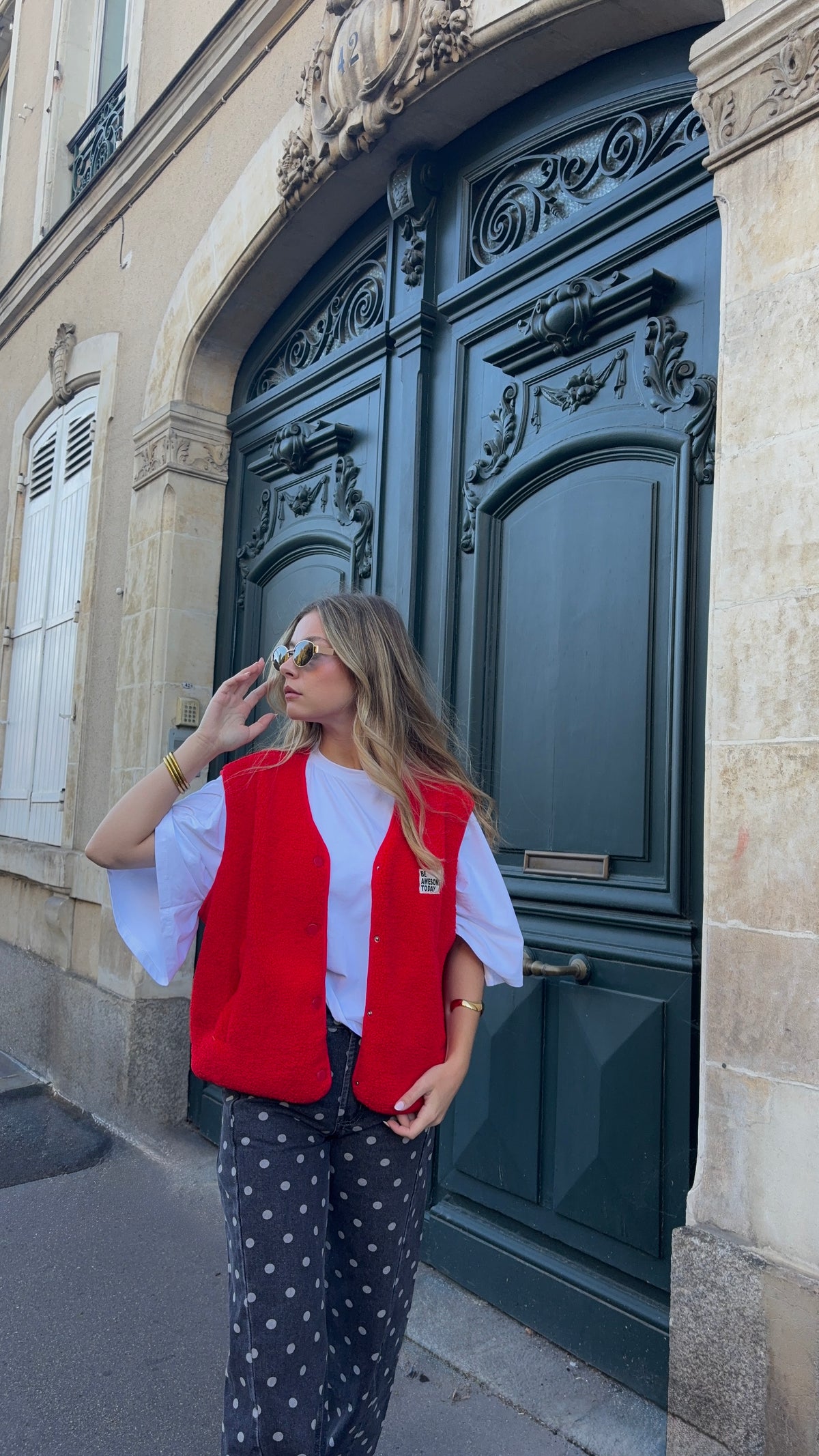 Veste sans manches Rouge - LAURA