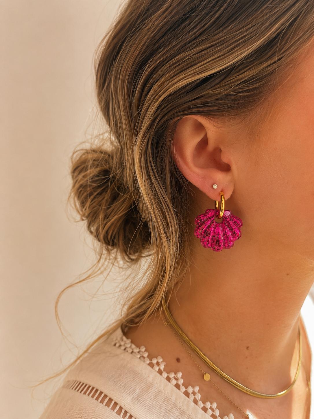 Boucles d’oreilles Fushia - Shell