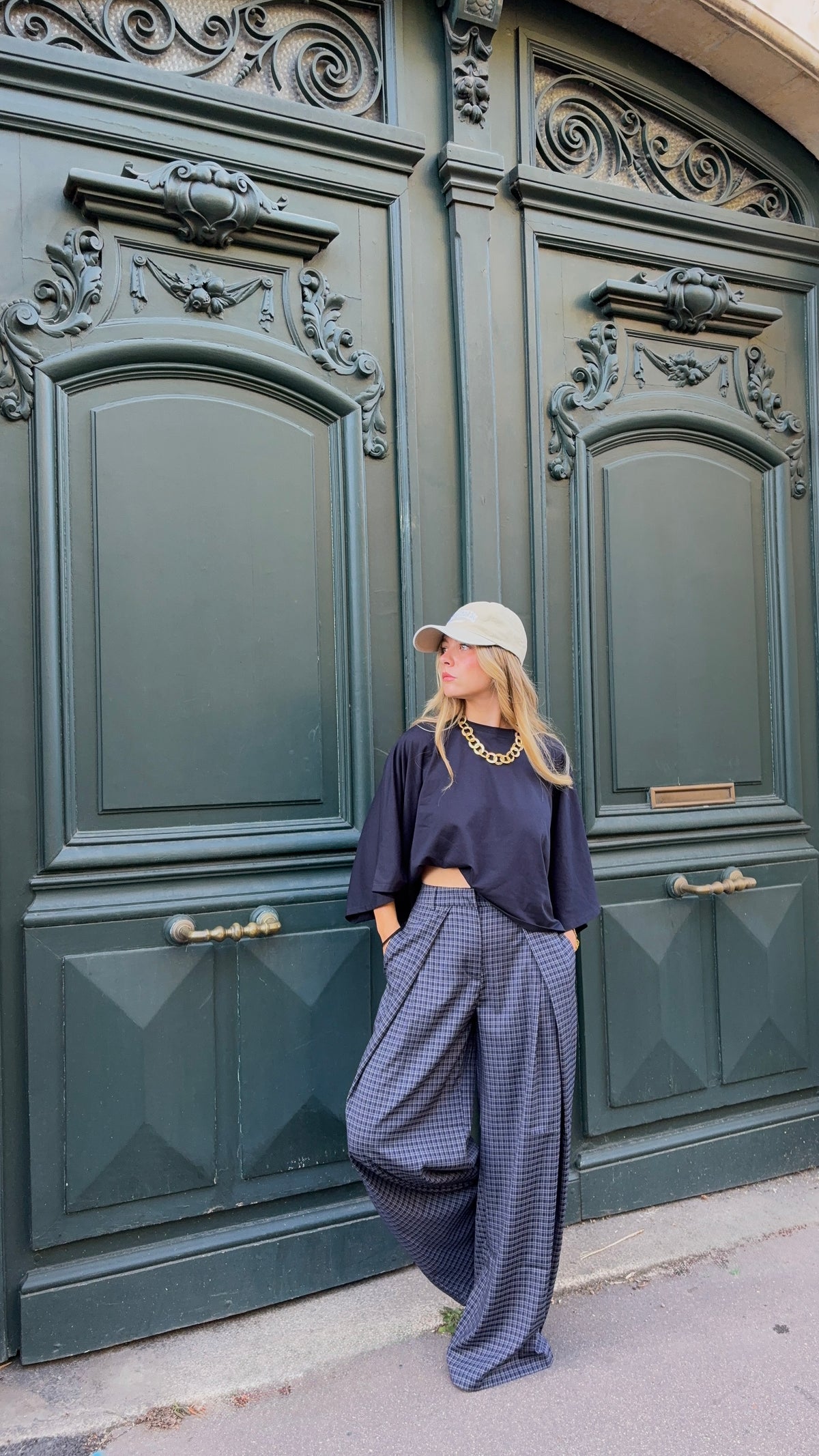 Pantalon à carreaux bleu - ROMÉO