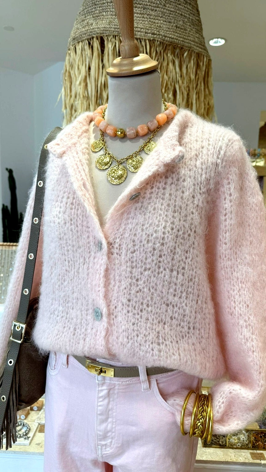 Gilet Mohair Rose