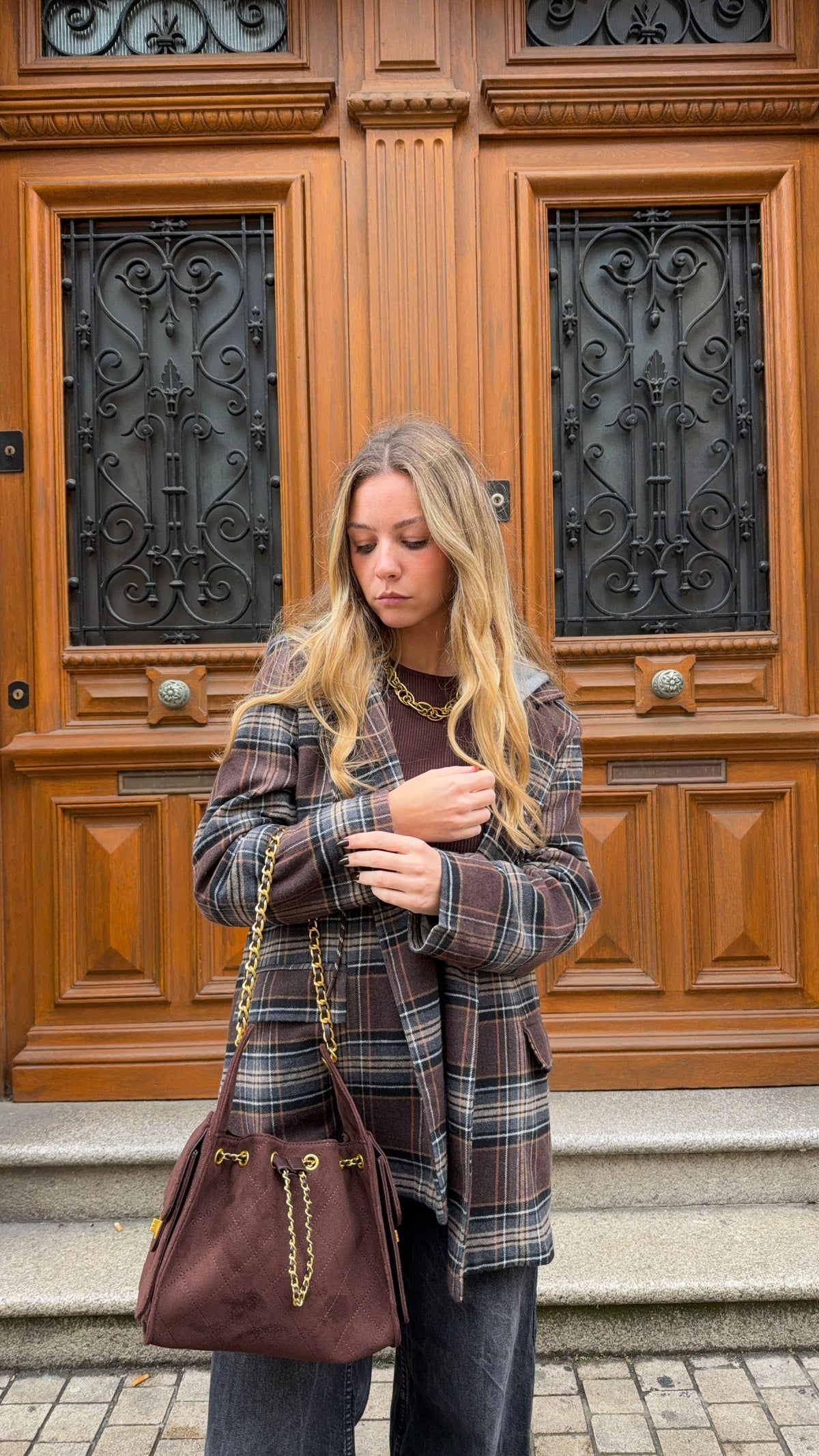 Blazer capuche à carreaux - LÉO