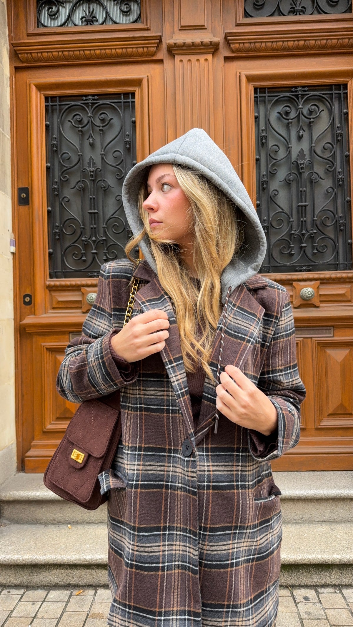 Blazer capuche à carreaux - LÉO