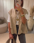 Gilet sans manches Deva façon bombers Beige